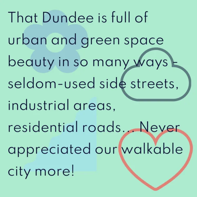 That Dundee is full of urban and green space beauty in so many ways - seldom-used side streets, industrial areas, residential roads... Never appreciated our walkable city more!