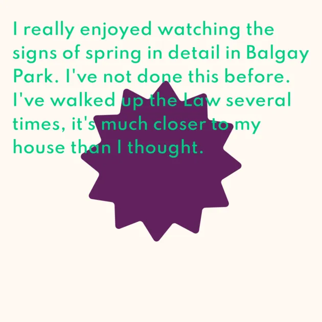 I really enjoyed watching the signs of spring in detail in Balgay Park. I've not done this before. I've walked up the Law several times, it's much closer to my house than I thought.