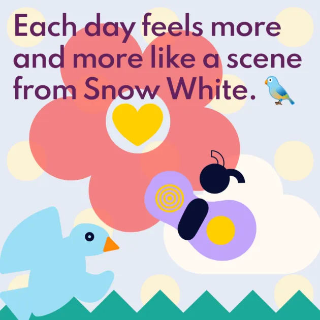 Each day feels more and more like a scene from Snow White. 🐦 